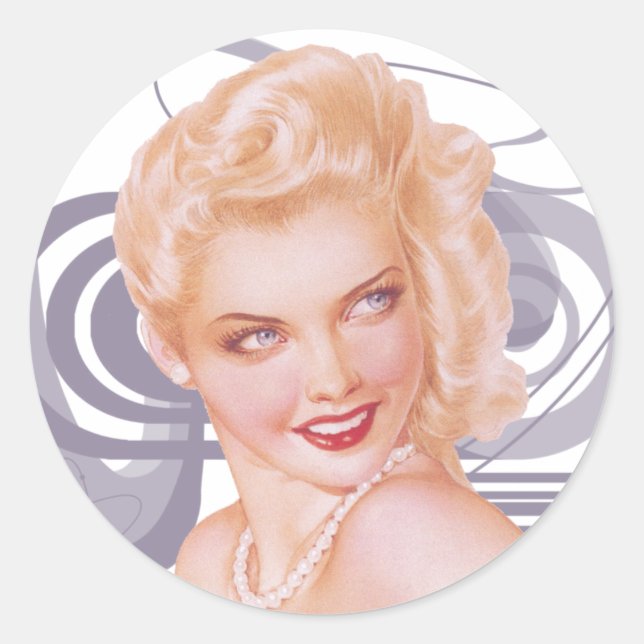 Sticker Rond Pinup des années 1940 (Devant)