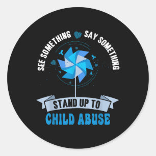 Sticker Rond Pinwheel bleu Prévention de la maltraitance des en