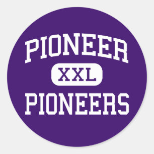 Sticker Rond Pionnier - pionniers - haut - Ann Arbor Michigan