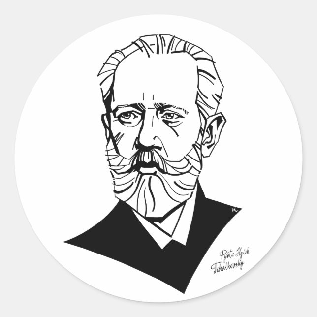 Sticker Rond Piotr Tchaïkovski (Devant)