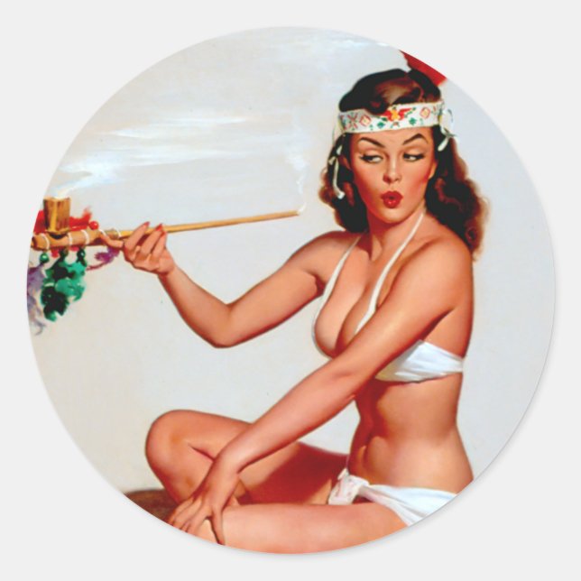 Sticker Rond Pipe de paix vers le haut (Devant)