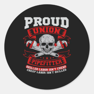 Sticker Rond Pipefitter Steamfitter Plumber - Main-d'oeuvre qua