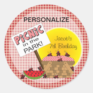Sticker Rond Pique-nique dans le parc   Toutes les occasions
