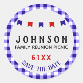 Sticker Rond Pique-nique d'été | Bleu blanc rouge | Réunion