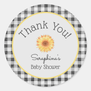 Sticker Rond Pique-nique d'été En vichy Baby shower tournes