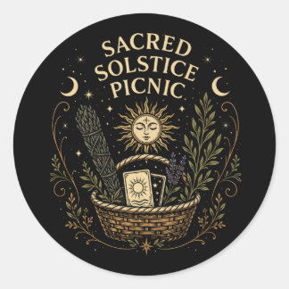 Sticker Rond Pique-nique sacré du solstice Litha 