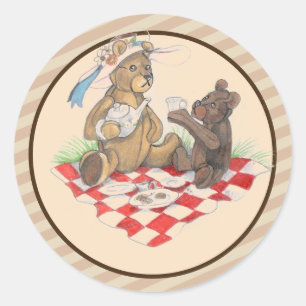 Sticker Rond Pique-nique Teddy Bear