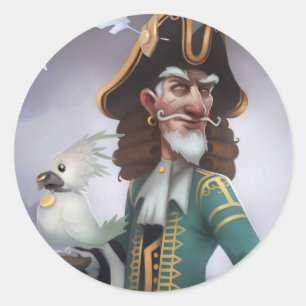 Sticker Rond Pirate101 Capitaine Avery