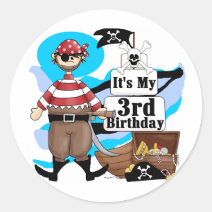 Sticker Rond Pirate 3ème anniversaire Tshirts et cadeaux