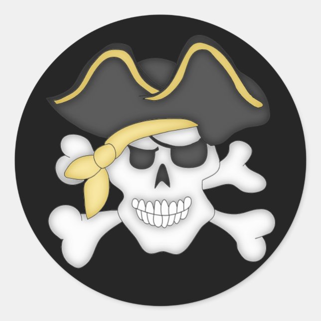 Sticker Rond Pirate crâne et os croisés (Devant)