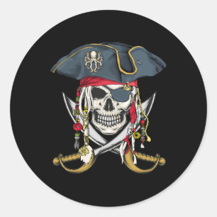 Sticker Rond Pirate Crâne Halloween Petits garçons Filles Enfan