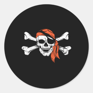 Sticker Rond Pirate Crossbones Pirate Drapeau
