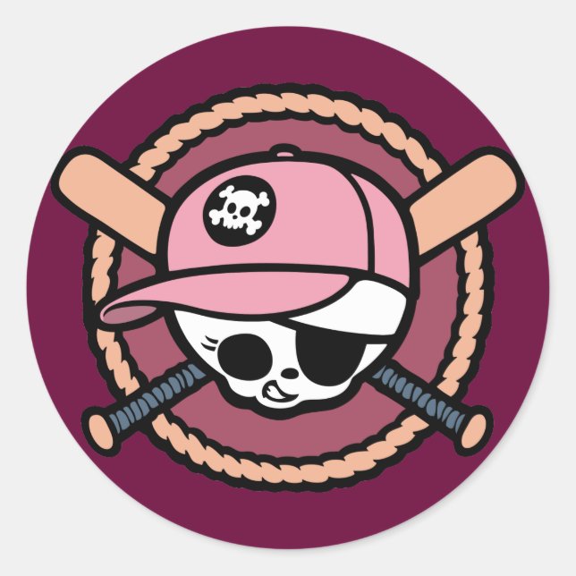 Sticker Rond Pirate De Baseball -Filles (Devant)
