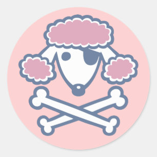 Sticker Rond Pirate de caniche