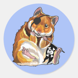 Sticker Rond pirate de hamster d'or