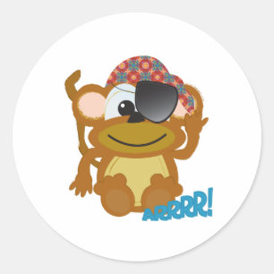 Sticker Rond Pirate de singe de Cute Goofkins