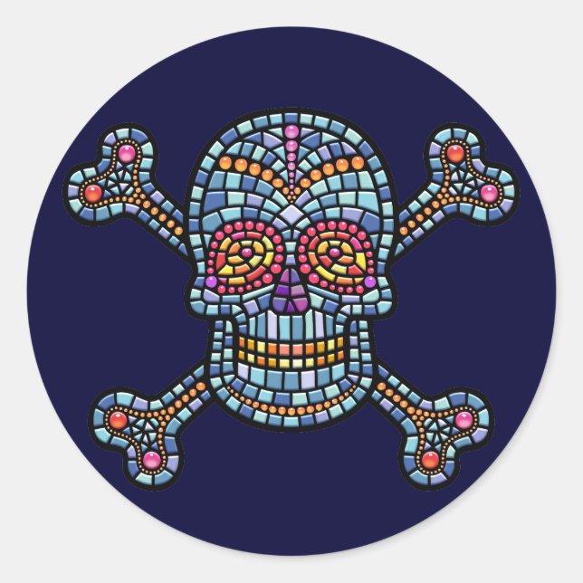 Sticker Rond Pirate en mosaïque (Devant)
