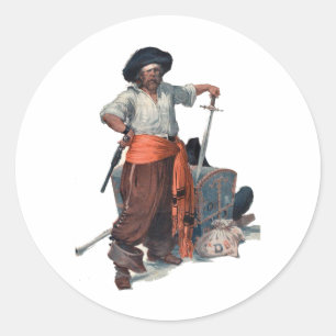 Sticker Rond Pirate Et Trésor