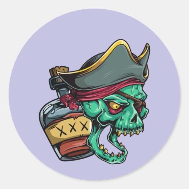 Sticker Rond Pirate flacon Rhum pirate bottle rhum (Devant)