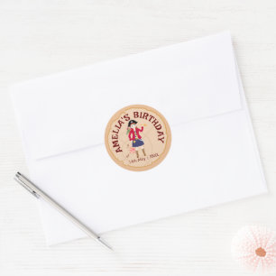 Sticker Rond Pirate Girl Treasure Map Amusant Anniversaire Fête