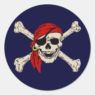 Sticker Rond Pirate, Jolly roger, Crâne