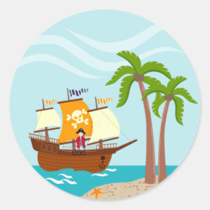 Sticker Rond Pirate kid birthday