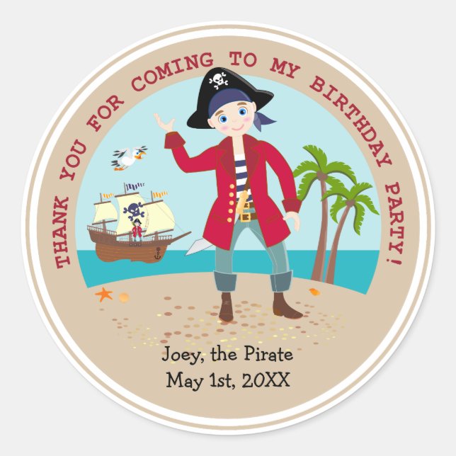 Sticker Rond Pirate kid birthday (Devant)