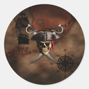 Sticker Rond Pirate map