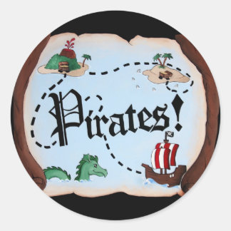 Sticker Rond Pirate map