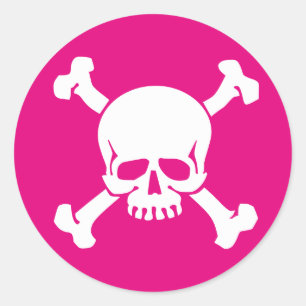 Sticker Rond Pirate rose