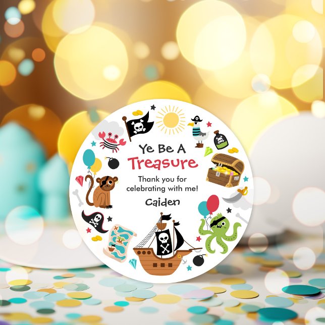 Sticker Rond Pirate Ship Pirate Trésor Anniversaire (Créateur téléchargé)