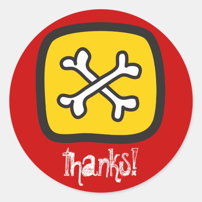 Sticker Rond Pirate Skeleton Skull & Bones Boy's Birthday Party (Devant)