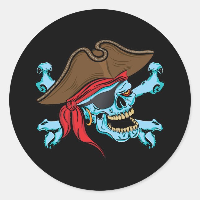 Sticker Rond Pirate Skull & Crossbone (Devant)
