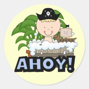 Sticker Rond Pirates de baignoire - T-shirts et cadeaux blonds