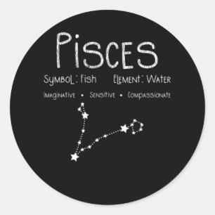 Sticker Rond Pisces Horoscope Astrologie Étoile Signal Anniver