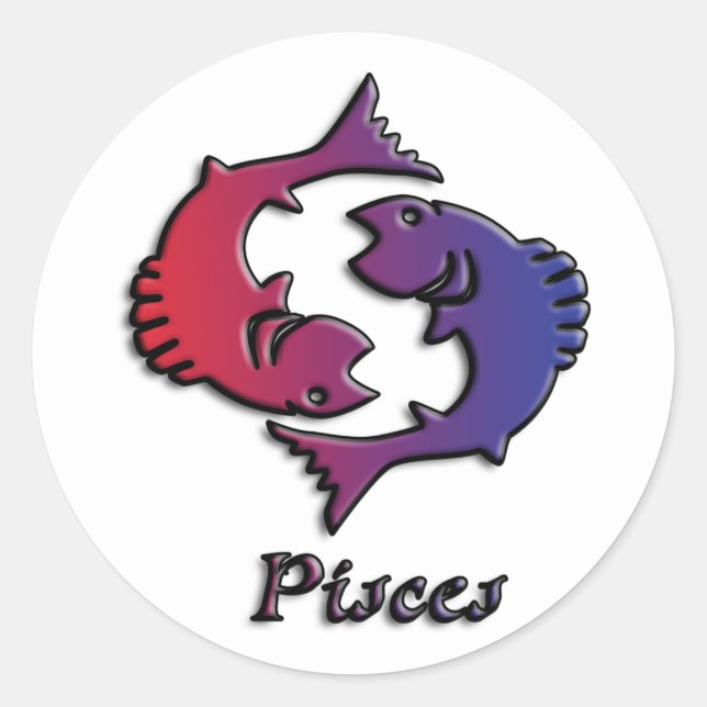 Sticker Rond Pisces Zodiac signe de naissance Rouge Purple astr (Devant)