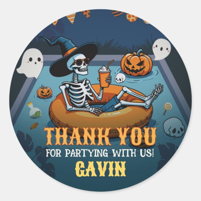 Sticker Rond Piscine d'été d'Halloween Anniversaire (Devant)