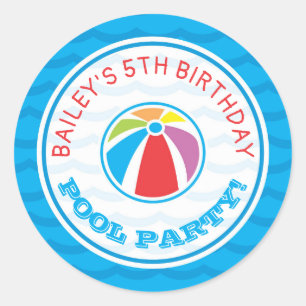 Sticker Rond Piscine Fête Anniversaire Beach Ball