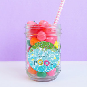 Sticker Rond Piscine tropicale Piscine de fête Anniversaire