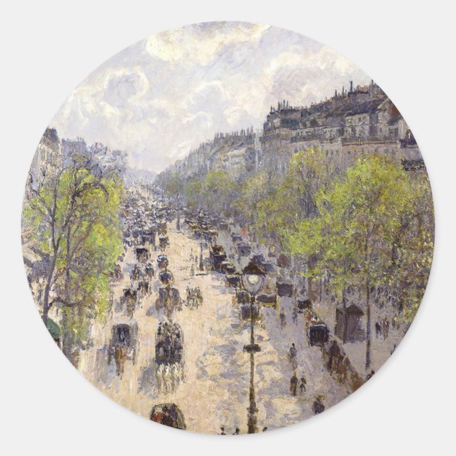 Sticker Rond Pissarro - Boulevard Montmartre, Printemps (Devant)