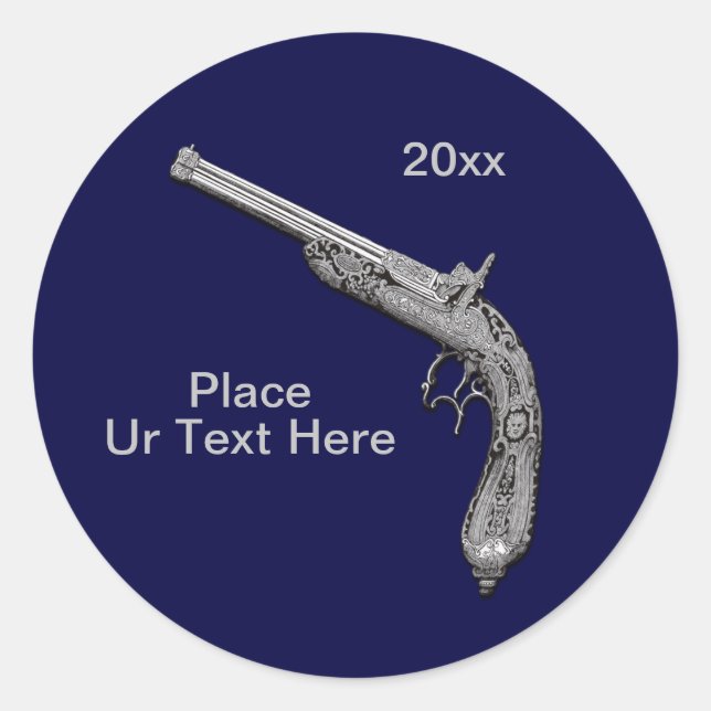 Sticker Rond Pistol Gun Show Custom Navy (Devant)