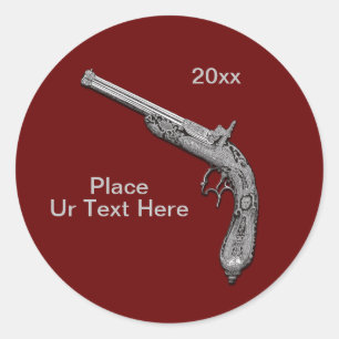 Sticker Rond Pistol Gun Show Custom Red