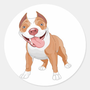 Sticker Rond Pit Bull Sourire Heureux