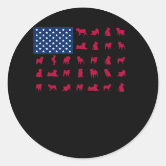 Sticker Rond Pitbull avec le drapeau américain