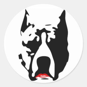 Sticker Rond Pitbull avec le rouge à lèvres