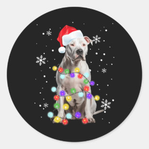 Sticker Rond Pitbull Chien Joyeux Dogmas Père Noël Pitbull Noël