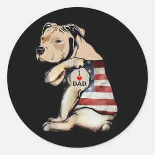 Sticker Rond Pitbull I Love Papa Tattoo Fête des pères