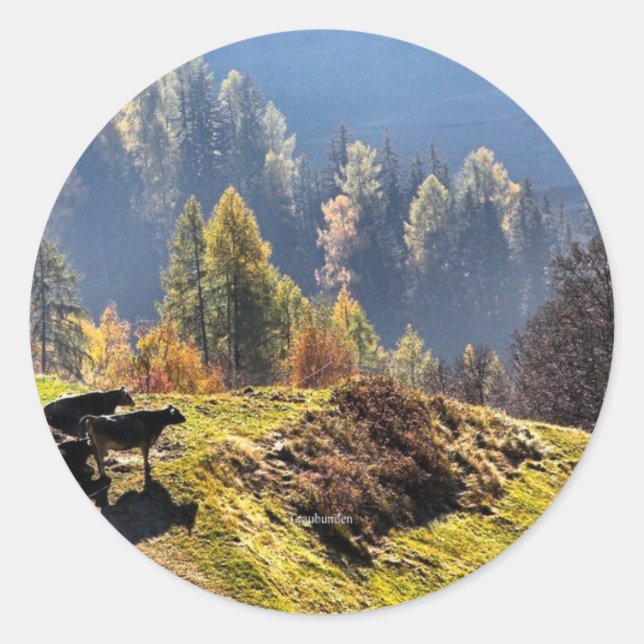 Sticker Rond Pittoresque Graubunden Suisse (Devant)
