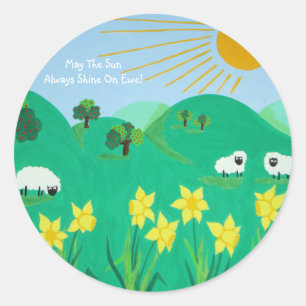 Sticker Rond pittoresque illustration amusante de mouton mignon
