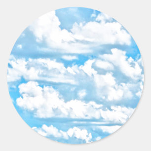 Sticker Rond Pittoresque Joyeux nuages ensoleillés Arrière - pl